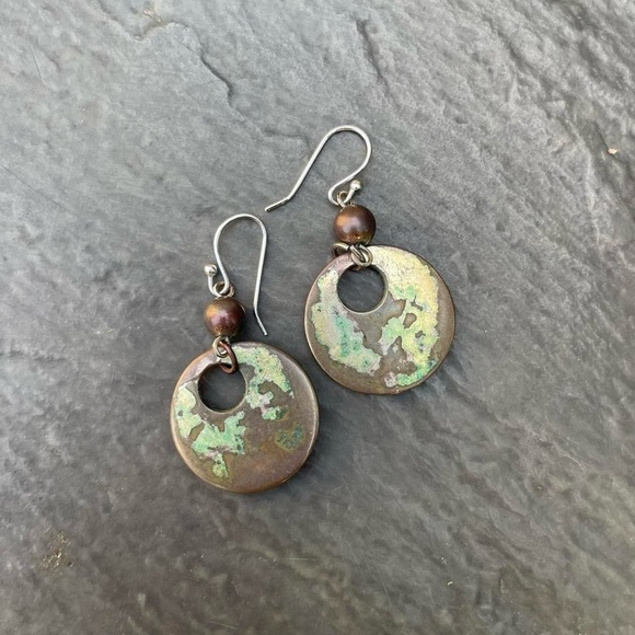 Dangly retro silver earrings / can be worn 2 ways - Picture 1 of 4